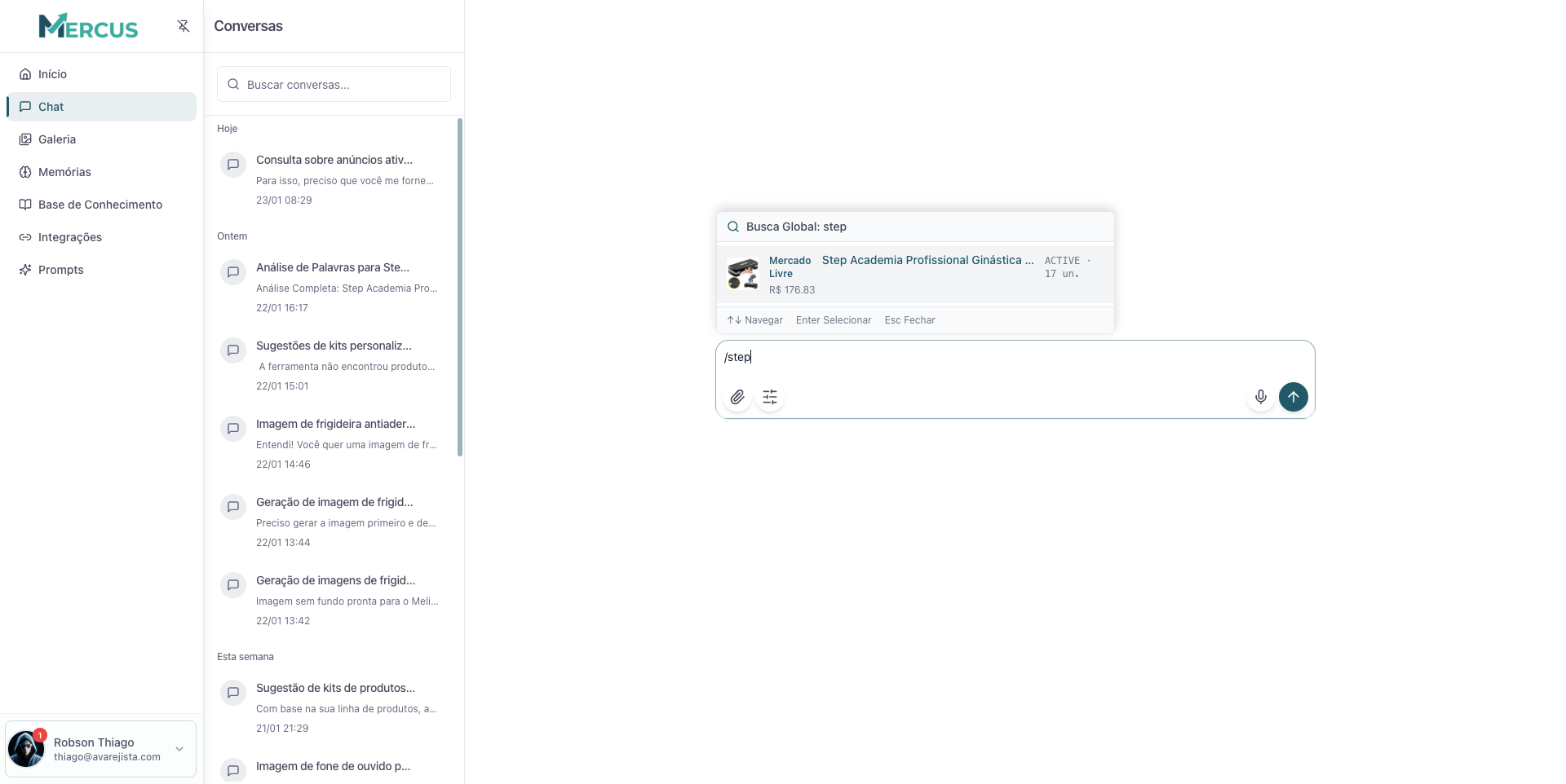 Exemplo de busca global com /step